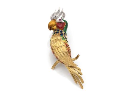 Broche clip en or 750 millièmes stylisant...
