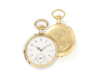 Montre de poche en or 750 millièmes, cadran...