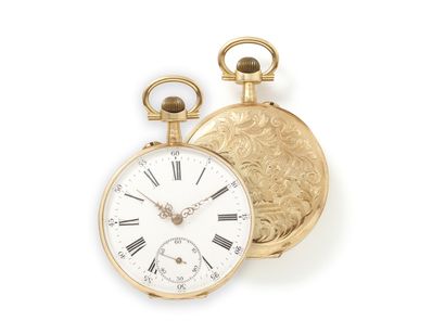Montre de poche en or 750 millièmes, cadran...