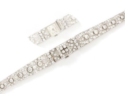 Montre bracelet de dame en platine 850 millièmes,...
