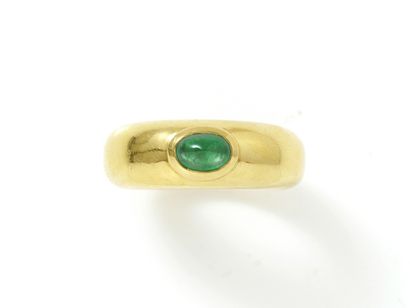 Bague jonc en or 750 millièmes ornée d'un...