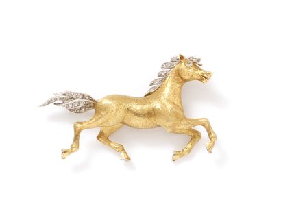 FRED

Ravissante broche 2 tons d'or 750 millièmes,...