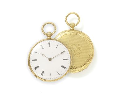 Petite montre de poche en or 750 millièmes,...