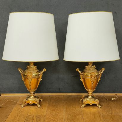 A PAIR OF OIL LAMPS from the Napoleon III...