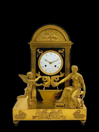 BEAUTIFUL Empire period gilt bronze and black...