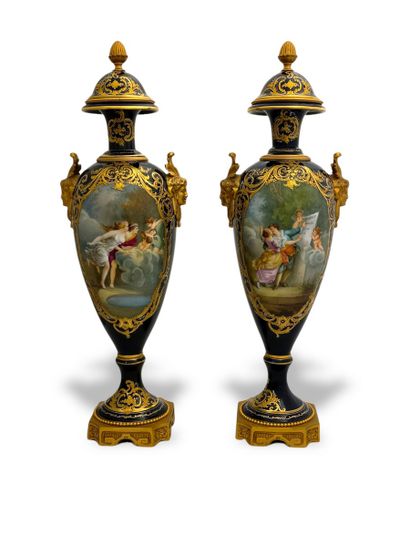 PAIR OF CASSOLETTES AND OVAL GARDEN of the...