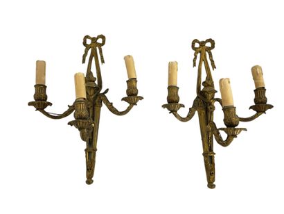 Pair of 3-light Louis XVI style wall lights,...