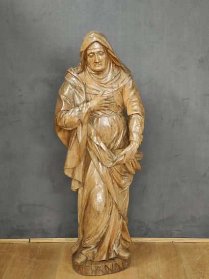 SAINTE ANNE en chêne sculpté avec infimes...