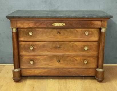 COMMODE with detached columns of Empire period...