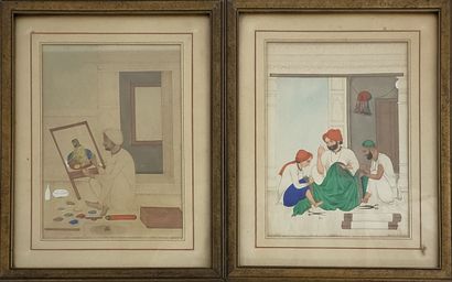 PAIRE DE MINIATURES

1-Un peintre assis dans...