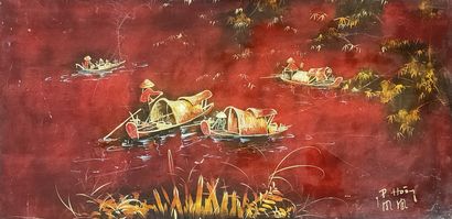 CHINE du SUD

GOURDE en bois laqué et doré

(Manques)

H....