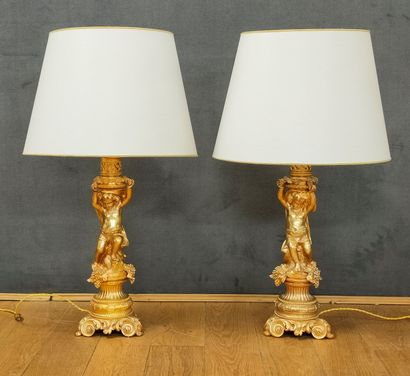 A PAIR OF LAMP FEET formerly in oil from...