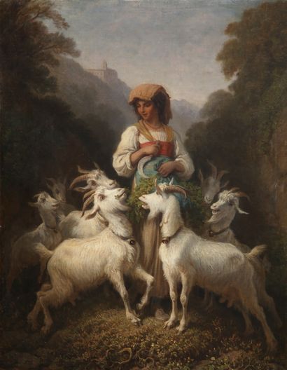 Emile BOURCART (1827-1900)

The italian goatherd

OIL...