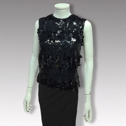 ANONYMOUS - Sleeveless black beaded woolen...