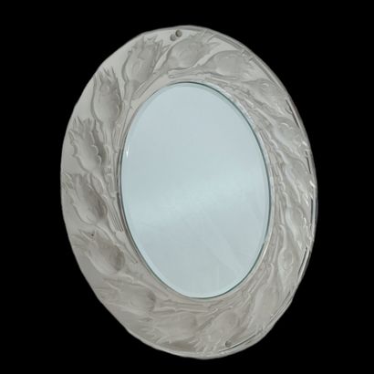 LALIQUE France - OVAL MIRROR WITH HORSE with...