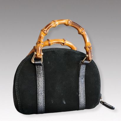 GUCCI - MINI BAG 16 cm in black velvet pork,...