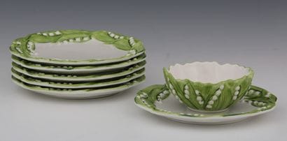 SET OF 6 DESSERT PLATES AND 4 COUPELLES with...
