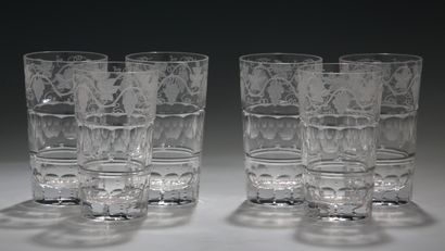 SET OF SIX LONG DRINK GLASSES in cut and...