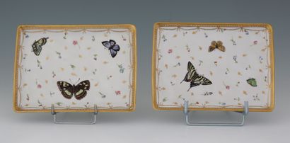 NYON - PAIR OF CABARET TRAYS in white porcelain,...