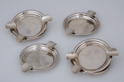 SET OF 6 TABLE ASHTRAYS in silver 925 Millions...