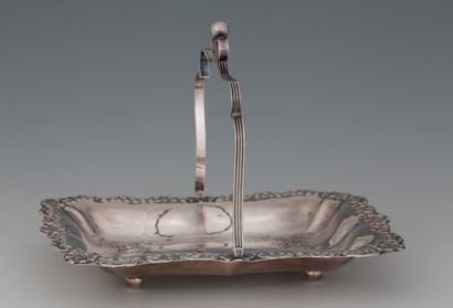 BIN BASKET with mobile handle in silver plated...