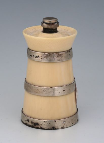 Pepper mill in ivory mounted in silver 800...