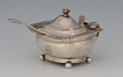MOUTARDIER AND MUSTARD SPOON in silver 800...
