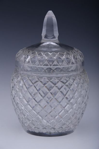 BISCUITS BOWL in white crystal cut with diamond...