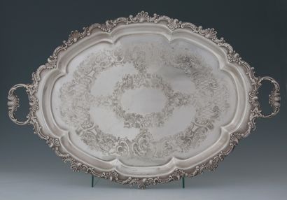 LARGE OVAL SERVING TRAY with moving edge...