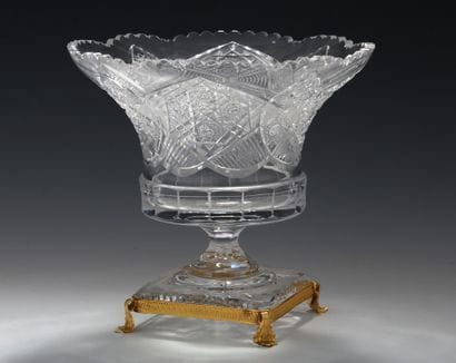 CUP in cut crystal of Bohemia and bronze...