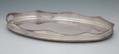 LARGE OVAL SERVING TRAY with openwork gallery...