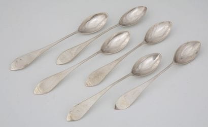 SET OF 6 EGG OR COFFEE SPoons in plain silver,...