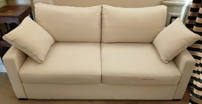 CANAPE CONVERTIBLE deux places, tissu beige....