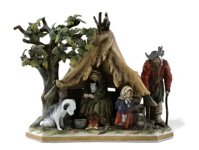 GROUP ITALY CAPODIMONTE of Style of the XIXth...