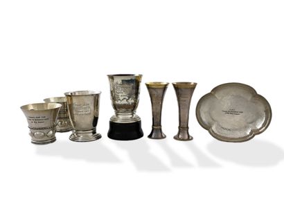 7 Modern silver SPORTS REWARD CUPS, VASES...