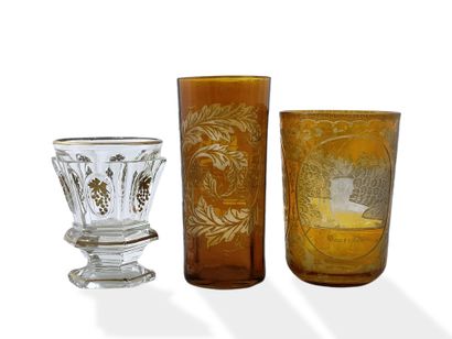 3 GLASSES XIXth Century and Circa 1900 in...