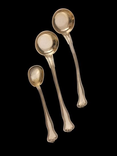 PAIR OF MUSTARD SPoons and a SALT PEEL of...