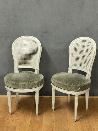 SET OF FIVE Louis XVI style cabriolet chairs,...