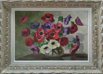 Louis ADAMI (XXth Century) 

Vase of nemones

OIL...