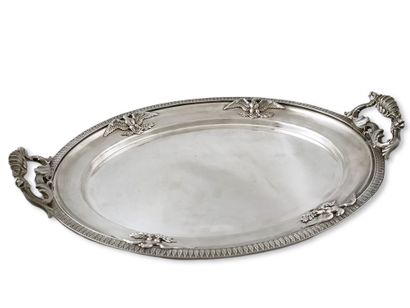 OVAL SERVICE PLATE with handles in the Empire...