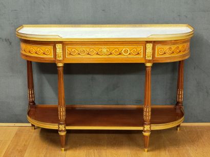 Pair of Louis XVI style HALF-LUNE CONSOLES...