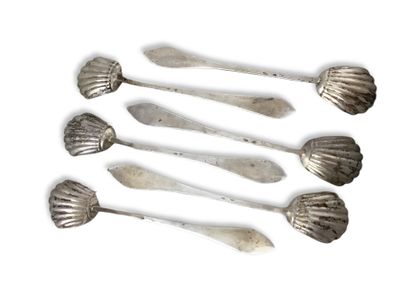 SET OF 6 SALT PEELS 19th Century with silver...