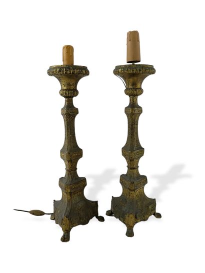 Pair of gilded brass PIQUE-CIERGES in the...
