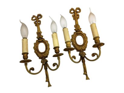 A PAIR OF TWO LIGHTINGS in the Louis XVI...