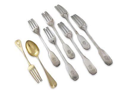 SET OF 6 Art Deco period table forks in Minerva...