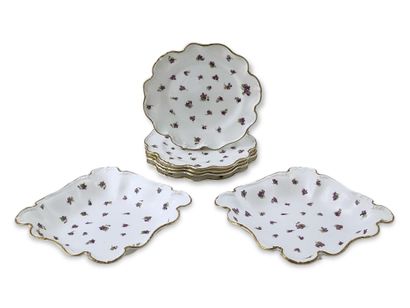 SET OF 5 DESSERT DISHES AND A PAIR OF JUGS...