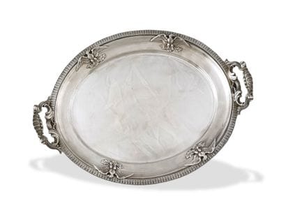 OVAL SERVICE PLATE with handles in the Empire...