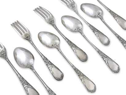 SET OF 11 Louis XVI style silver plated cutlery...