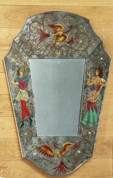 Cut-out mirror Circa 1950 in eglomerate glass...
