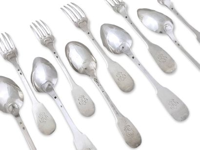 8 FORKS AND 11 TABLE SPOONS XIXth Century...